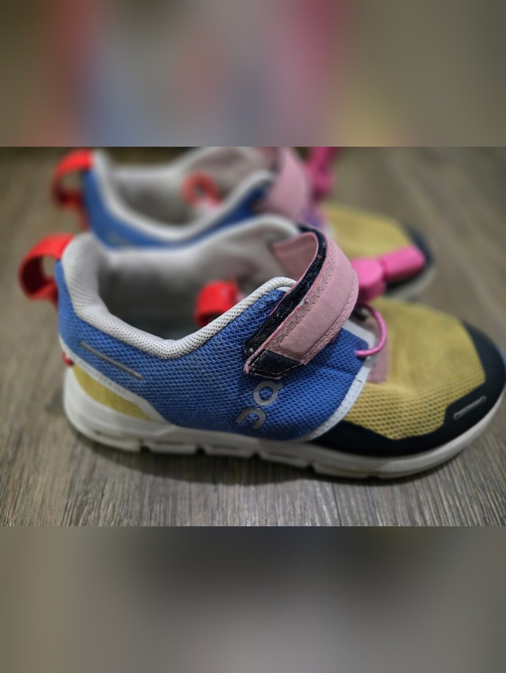 Kids Multicolor Hook-and-Loop Sneakers - Blue, Pink & Yellow